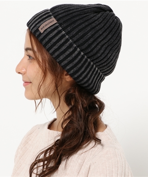 LBC（エルビーシー）の「インディゴ風リブワッチ（ニットキャップ/ビーニー・レディース・ブラック/ネイビー/グレー・ONE SIZE）」の4枚目の写真