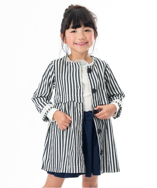 apres les cours(アプレレクール)の「コートワンピース(ワンピース・キッズ・ネイビー/ストライプ/ピンク・90/120/80/140/100/130/110)」の3枚目の写真