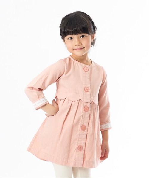 apres les cours(アプレレクール)の「コートワンピース(ワンピース・キッズ・ネイビー/ストライプ/ピンク・90/120/80/140/100/130/110)」の2枚目の写真