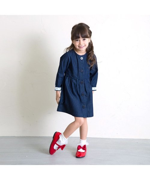 apres les cours(アプレレクール)の「コートワンピース(ワンピース・キッズ・ネイビー/ストライプ/ピンク・90/120/80/140/100/130/110)」の5枚目の写真