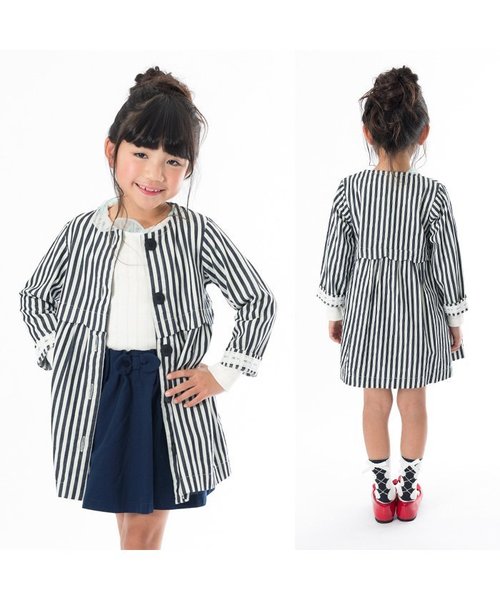 apres les cours(アプレレクール)の「コートワンピース(ワンピース・キッズ・ネイビー/ストライプ/ピンク・90/120/80/140/100/130/110)」の7枚目の写真