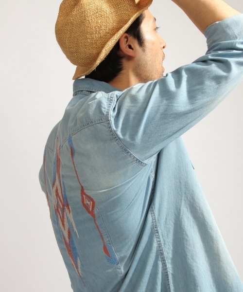 Bayflow ベイフロー の Bayflow デニムネイティブ刺繍シャツ シャツ ブラウス Wear
