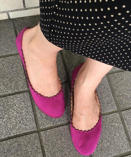 Boisson Chocolat（ボワソンショコラ）の「＜＜WEB限定＞＞＜B＞スカラップFLT○（バレエシューズ・レディース・パープル/レッド/ブラック/グレー・23cm/22cm/22.5cm/23.5cm/24.5cm/25cm/24cm）」の3枚目の写真