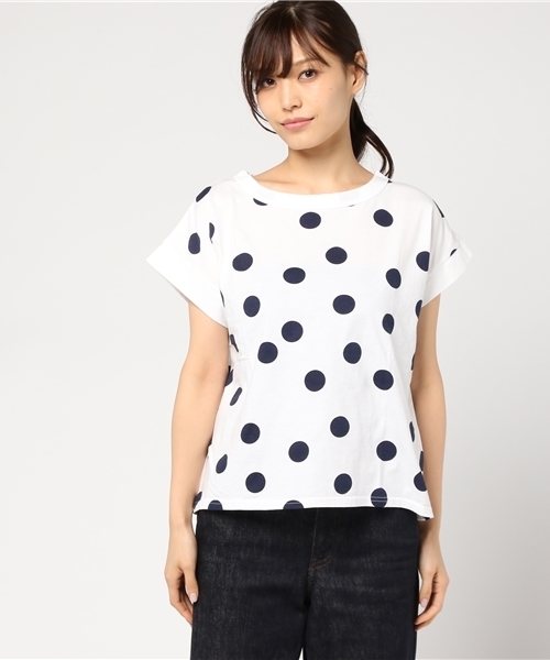 ichi(イチ)の「i c h i ランダムドット プルオーバー(Tシャツ/カットソー・レディース・グレー/ホワイト/ネイビー・ONE SIZE)」の4枚目の写真