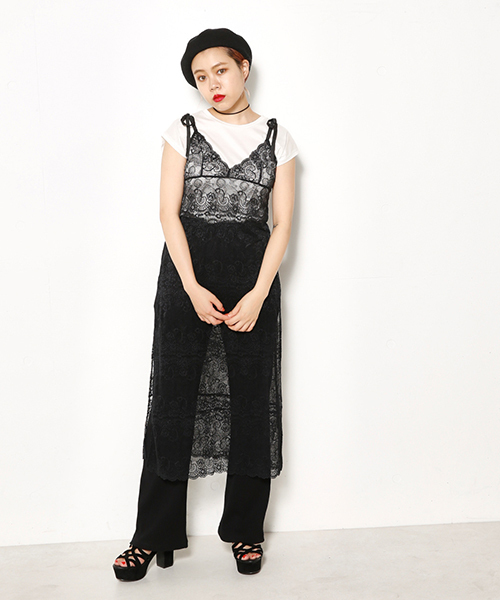 SLY（スライ）の「LACE LONG C/A（キャミソール・レディース・ブラック/ワインレッド/ダークグリーン・FREE）」の2枚目の写真