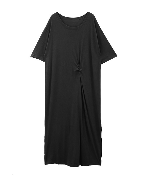 Luz Llena（ラズレナ）の「[綿100%]フロントツイスト・Tシャツワンピース（ワンピース・レディース・ブラウン/ブラック・MEDIUM）」の2枚目の写真