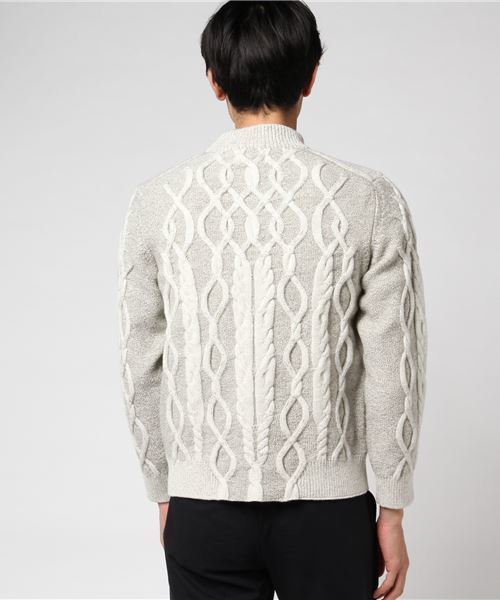 WRAPINKNOT（ラッピンノット）の「ボトルネックエレガントケーブルニット（ニット/セーター・メンズ・ネイビー/ライトグレー/ブラウン・2/3）」の6枚目の写真