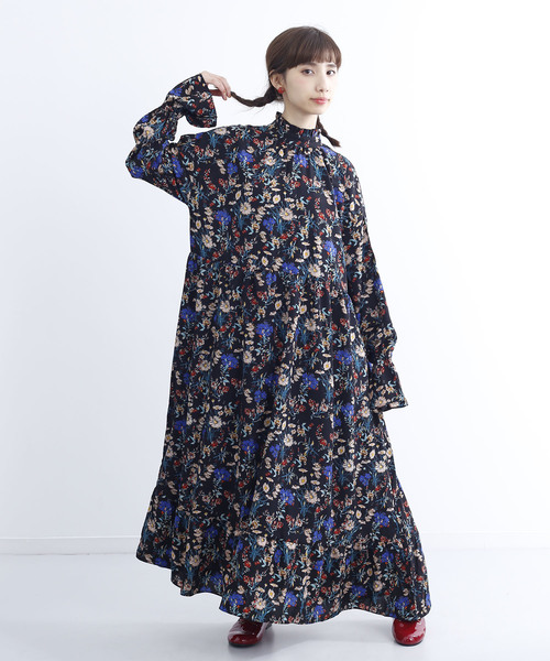 MERLOT（メルロー）の「フリルボトルネックフラワー柄ワンピース1378（ワンピース・レディース・ホワイト/ブラック/ブルーグリーン・FREE）」の16枚目の写真