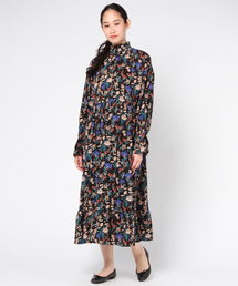 MERLOT | フリルボトルネックフラワー柄ワンピース1378(ワンピース)