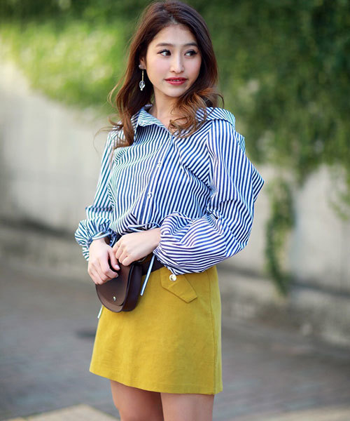 REDYAZEL（レディアゼル）の「【TVオンエアー】シンプル台形ミニスカート　◆（スカート・レディース・レッド/ピンク/イエロー/グリーン・SMALL/MEDIUM）」の5枚目の写真