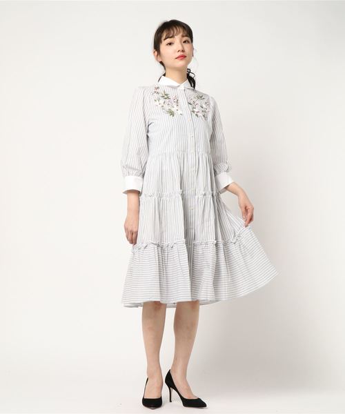 Kate Spade New York ケイトスペード ニューヨーク の エンブロイダリー パフ スリーブ ドレス シャツワンピース Wear