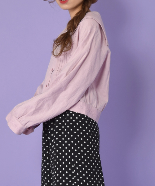 w closet（ダブルクローゼット）の「セーラーカラーレースシャツ（シャツ/ブラウス・レディース・ネイビー/オフホワイト/ライトピンク・FREE）」の20枚目の写真