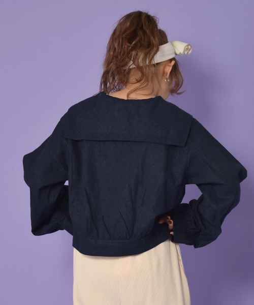 w closet（ダブルクローゼット）の「セーラーカラーレースシャツ（シャツ/ブラウス・レディース・ネイビー/オフホワイト/ライトピンク・FREE）」の21枚目の写真