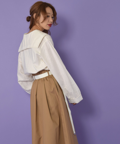 w closet（ダブルクローゼット）の「セーラーカラーレースシャツ（シャツ/ブラウス・レディース・ネイビー/オフホワイト/ライトピンク・FREE）」の18枚目の写真