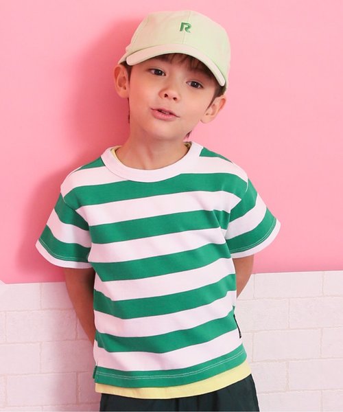 BREEZE(ブリーズ)の「太ボーダーTシャツ(Tシャツ/カットソー・キッズ・ネイビー/グリーン/レッド・100/120/90/140/80/110/130/160/150)」の2枚目の写真
