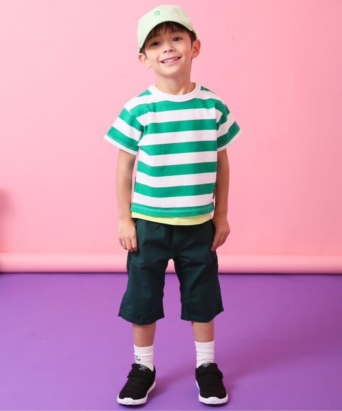 BREEZE(ブリーズ)の「太ボーダーTシャツ(Tシャツ/カットソー・キッズ・ネイビー/グリーン/レッド・100/120/90/140/80/110/130/160/150)」の4枚目の写真
