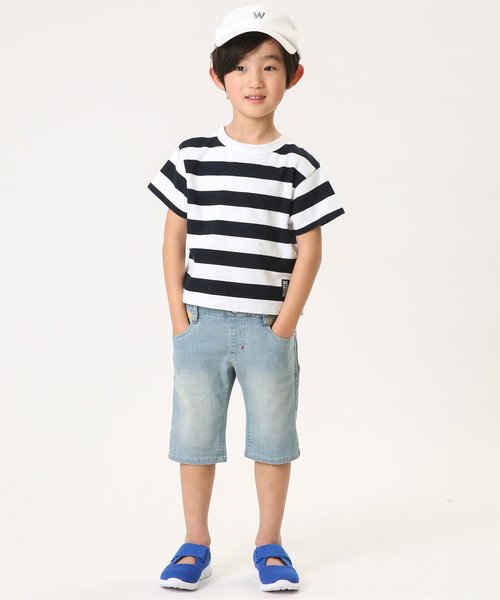 BREEZE(ブリーズ)の「太ボーダーTシャツ(Tシャツ/カットソー・キッズ・ネイビー/グリーン/レッド・100/120/90/140/80/110/130/160/150)」の6枚目の写真