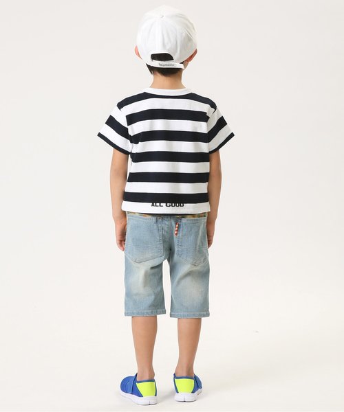 BREEZE(ブリーズ)の「太ボーダーTシャツ(Tシャツ/カットソー・キッズ・ネイビー/グリーン/レッド・100/120/90/140/80/110/130/160/150)」の7枚目の写真