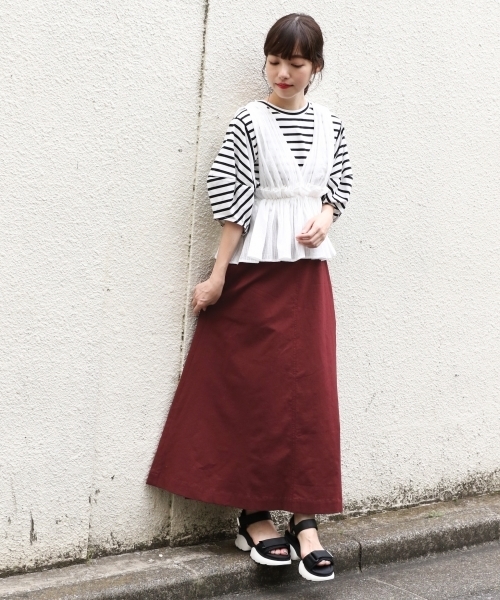 LOWRYS FARM（ローリーズファーム）の「メンアサＡラインスカート　804356（スカート・レディース・イエロー/グリーン/アイボリー/テラコッタ・FREE）」の6枚目の写真