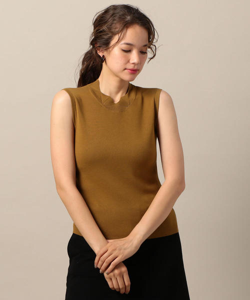 BEAUTY&YOUTH UNITED ARROWS（ビューティーアンドユースユナイテッドアローズ）の「BY スカラップカラーノースリーブニット o（ニット/セーター・レディース・オフホワイト/ブラック/マスタード・FREE）」の3枚目の写真