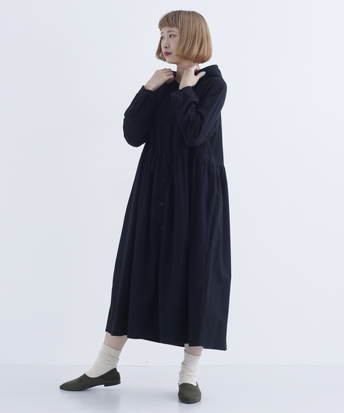 MERLOT（メルロー）の「フード付きコットンワンピース7921（ワンピース・レディース・ブラック/カーキ/アイボリー・FREE）」の22枚目の写真