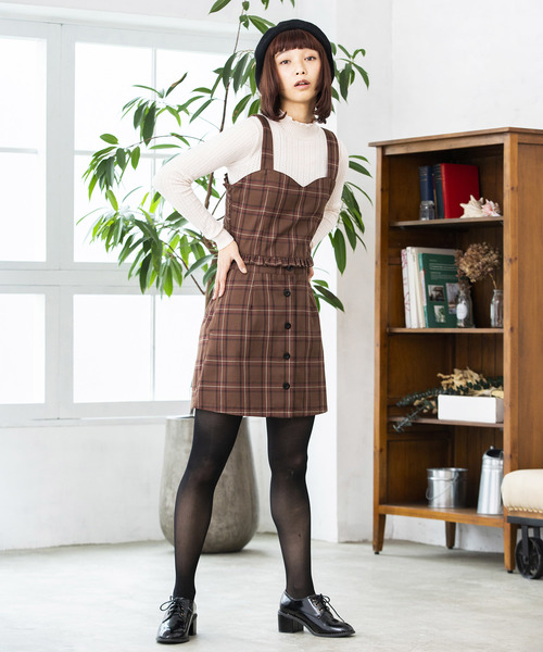 WEGO（ウィゴー）の「WEGO/チェックフロントボタンミニスカート
