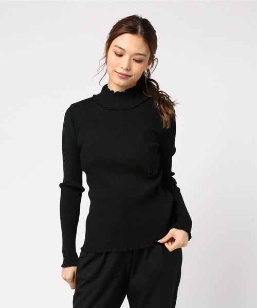 KOBE LETTUCE（コウベレタス）の「メロウデザインハイネックリブニットトップス＊レディース/セーター[C3550]神戸レタス（ニット/セーター・レディース・チャコールグレー/ブラック/レッド/アイボリー・FREE）」の3枚目の写真