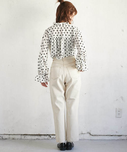 PairPair（ペアペア）の「ドット柄フリルブラウス（シャツ/ブラウス・レディース・ブラック/オフホワイト・FREE）」の6枚目の写真