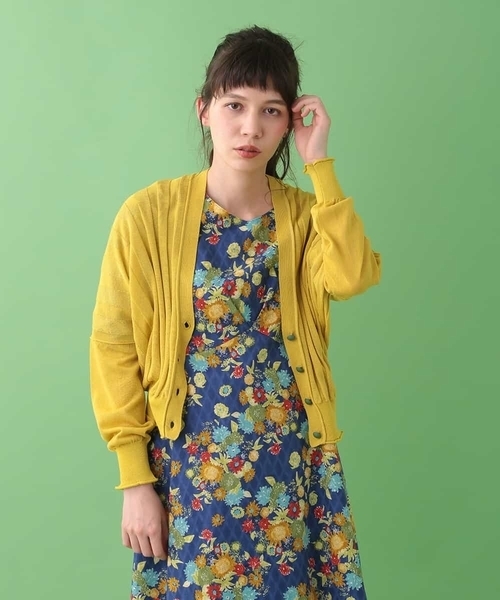 Jocomomola(ホコモモラ)の「ストライプニットカーディガン(カーディガン/ボレロ・レディース・ブラック/ピンク/イエロー・40)」の1枚目の写真