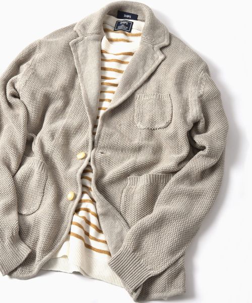 SHIPS(シップス)の「SC: リネン 2ボタン ニット ジャケット(テーラードジャケット・メンズ・ベージュ/ネイビー/ブラック・SMALL/MEDIUM/LARGE/X-LARGE)」の2枚目の写真
