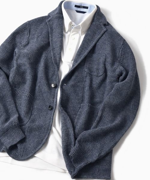 SHIPS(シップス)の「SC: リネン 2ボタン ニット ジャケット(テーラードジャケット・メンズ・ベージュ/ネイビー/ブラック・SMALL/MEDIUM/LARGE/X-LARGE)」の3枚目の写真