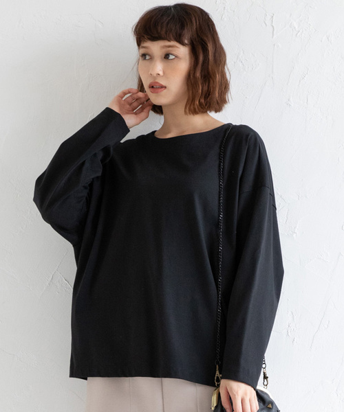 Munich(ミューニック)の「トルファン超長綿ロングスリーブTシャツ(Tシャツ/カットソー・レディース・ブラック/ネイビー/ホワイト×ブラック/ライトカーキ/キャメル・FREE)」の3枚目の写真