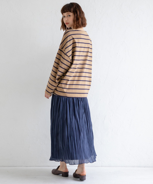 Munich(ミューニック)の「トルファン超長綿ロングスリーブTシャツ(Tシャツ/カットソー・レディース・ブラック/ネイビー/ホワイト×ブラック/ライトカーキ/キャメル・FREE)」の10枚目の写真