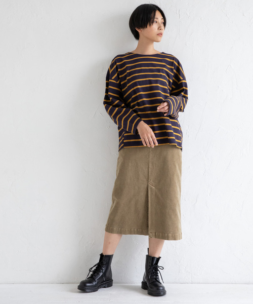 Munich(ミューニック)の「トルファン超長綿ロングスリーブTシャツ(Tシャツ/カットソー・レディース・ブラック/ネイビー/ホワイト×ブラック/ライトカーキ/キャメル・FREE)」の11枚目の写真