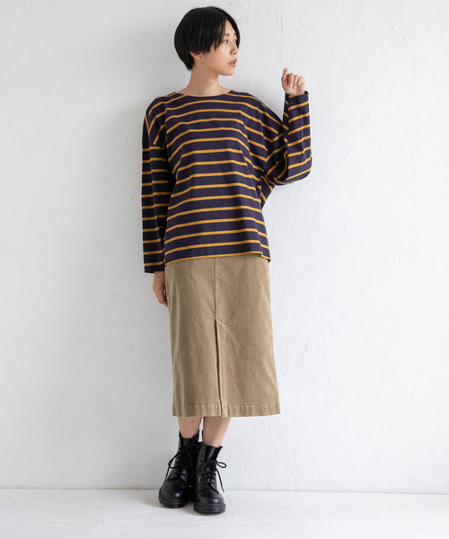 Munich(ミューニック)の「トルファン超長綿ロングスリーブTシャツ(Tシャツ/カットソー・レディース・ブラック/ネイビー/ホワイト×ブラック/ライトカーキ/キャメル・FREE)」の12枚目の写真