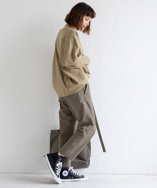 Munich(ミューニック)の「トルファン超長綿ロングスリーブTシャツ(Tシャツ/カットソー・レディース・ブラック/ネイビー/ホワイト×ブラック/ライトカーキ/キャメル・FREE)」の15枚目の写真