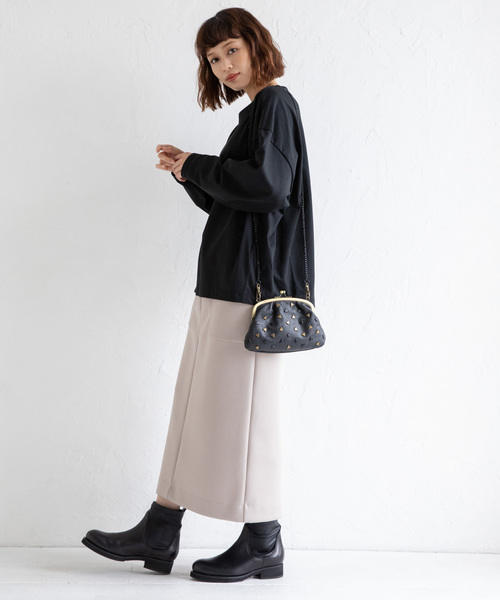 Munich(ミューニック)の「トルファン超長綿ロングスリーブTシャツ(Tシャツ/カットソー・レディース・ブラック/ネイビー/ホワイト×ブラック/ライトカーキ/キャメル・FREE)」の18枚目の写真