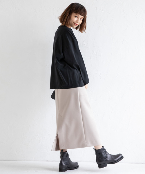 Munich(ミューニック)の「トルファン超長綿ロングスリーブTシャツ(Tシャツ/カットソー・レディース・ブラック/ネイビー/ホワイト×ブラック/ライトカーキ/キャメル・FREE)」の19枚目の写真