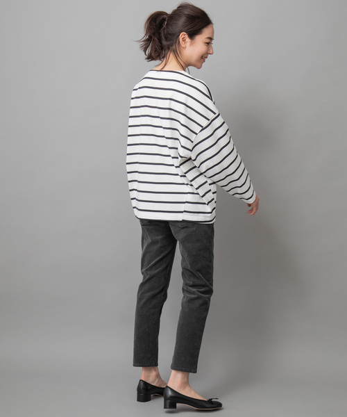 Munich(ミューニック)の「トルファン超長綿ロングスリーブTシャツ(Tシャツ/カットソー・レディース・ブラック/ネイビー/ホワイト×ブラック/ライトカーキ/キャメル・FREE)」の21枚目の写真