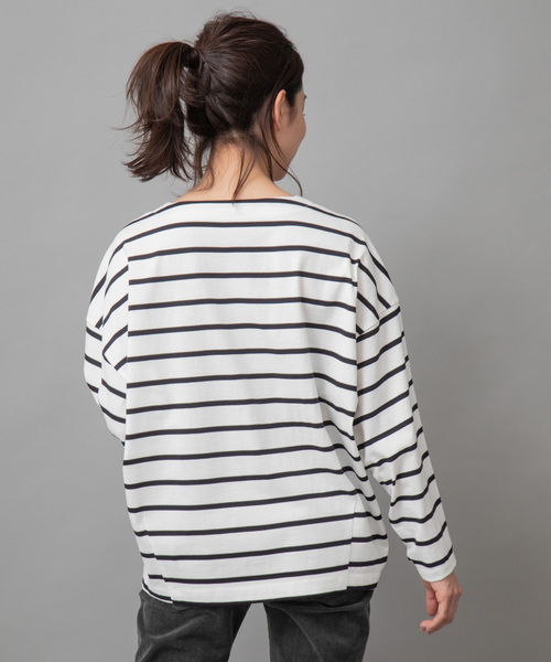 Munich(ミューニック)の「トルファン超長綿ロングスリーブTシャツ(Tシャツ/カットソー・レディース・ブラック/ネイビー/ホワイト×ブラック/ライトカーキ/キャメル・FREE)」の22枚目の写真