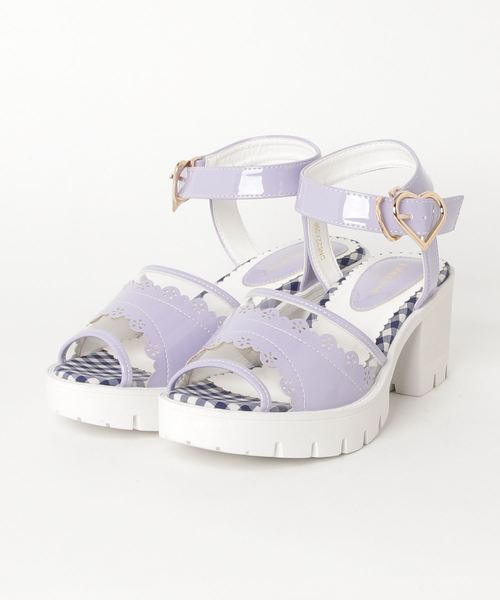 axes femme POETIQUE（アクシーズファムポエティック）の「ＰＶＣ×エナメルサンダル（サンダル・レディース・ブラック/ラベンダー・MEDIUM/LARGE）」の2枚目の写真