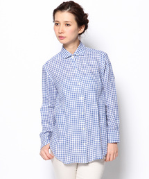美品 23区 LIBECO ギンガムチェックリネンシャツ イエロー 大きいサイズ 美品 23区 LIBECO ギンガムチェックリネンシャツ イエロー