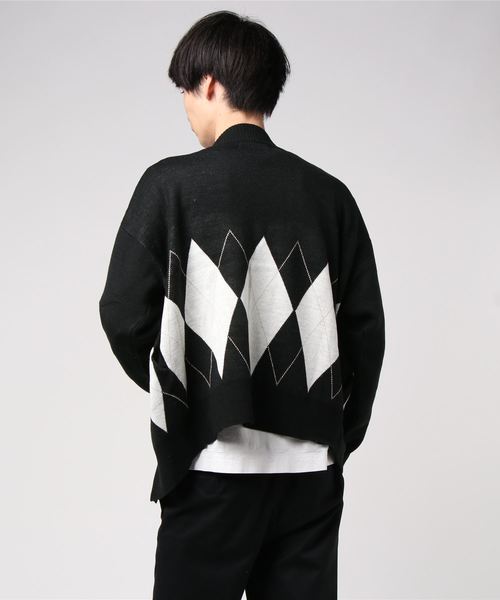 WEGO（ウィゴー）の「WEGO/アーガイルニットカーディガン（カーディガン/ボレロ・メンズ・ブラック/ブラウン/杢グレー・MEDIUM/LARGE）」の12枚目の写真