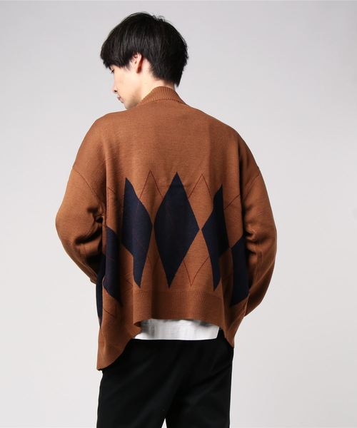WEGO（ウィゴー）の「WEGO/アーガイルニットカーディガン（カーディガン/ボレロ・メンズ・ブラック/ブラウン/杢グレー・MEDIUM/LARGE）」の8枚目の写真