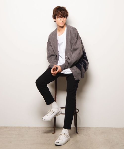 WEGO（ウィゴー）の「WEGO/アーガイルニットカーディガン（カーディガン/ボレロ・メンズ・ブラック/ブラウン/杢グレー・MEDIUM/LARGE）」の6枚目の写真