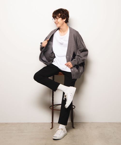 WEGO（ウィゴー）の「WEGO/アーガイルニットカーディガン（カーディガン/ボレロ・メンズ・ブラック/ブラウン/杢グレー・MEDIUM/LARGE）」の5枚目の写真