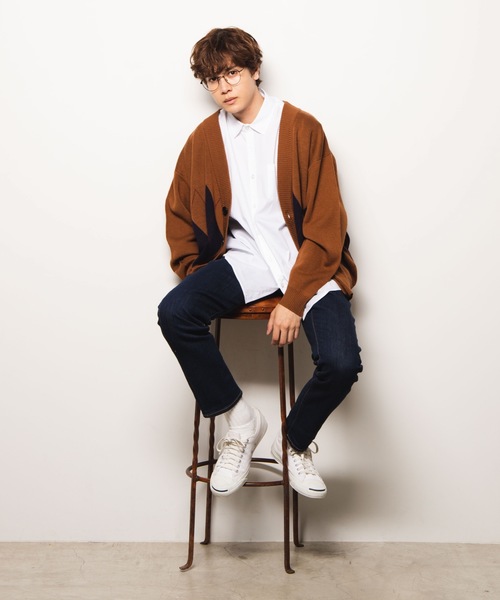 WEGO（ウィゴー）の「WEGO/アーガイルニットカーディガン（カーディガン/ボレロ・メンズ・ブラック/ブラウン/杢グレー・MEDIUM/LARGE）」の17枚目の写真