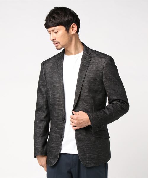 Street ハイストリート のファッション High Street メランジ綿麻ｗフェースジャージジャケット テーラードジャケット High High