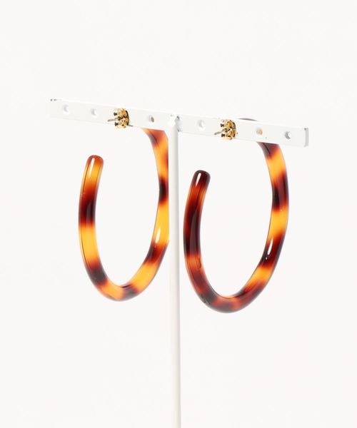 DouDou(ドゥドゥ)の「ベッコウサークルピアス(ピアス(両耳用)・レディース・ブラウン・FREE)」の2枚目の写真