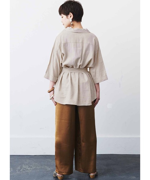 MEDE19F(メデジュウキュウ)の「MEDE19F リネン混ベルテッドジャケットシャツ(シャツ/ブラウス・レディース・ブラウン/ベージュ・MEDIUM/LARGE/X-LARGE/XX-LARGE)」の16枚目の写真